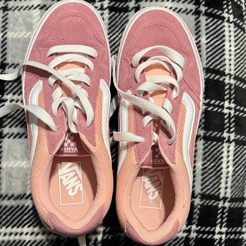 Vans Peach and White Low-Top Sneakers